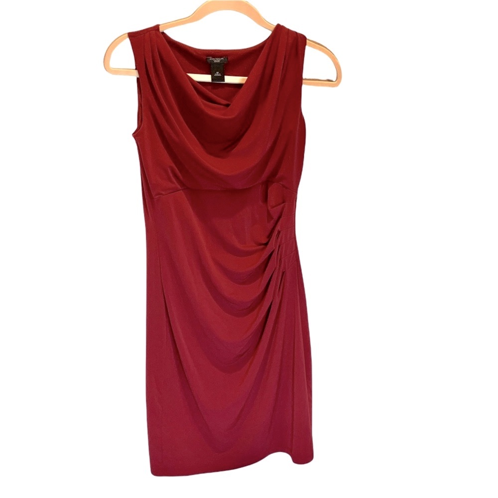 Ann Taylor Factory size petite 0. Red side gathered dress Polyester spandex
